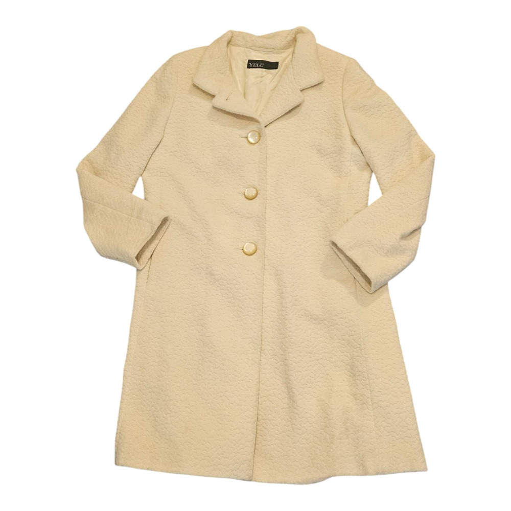 Yell Large Beige Long Sleeve Beige Button Up Pea Coat